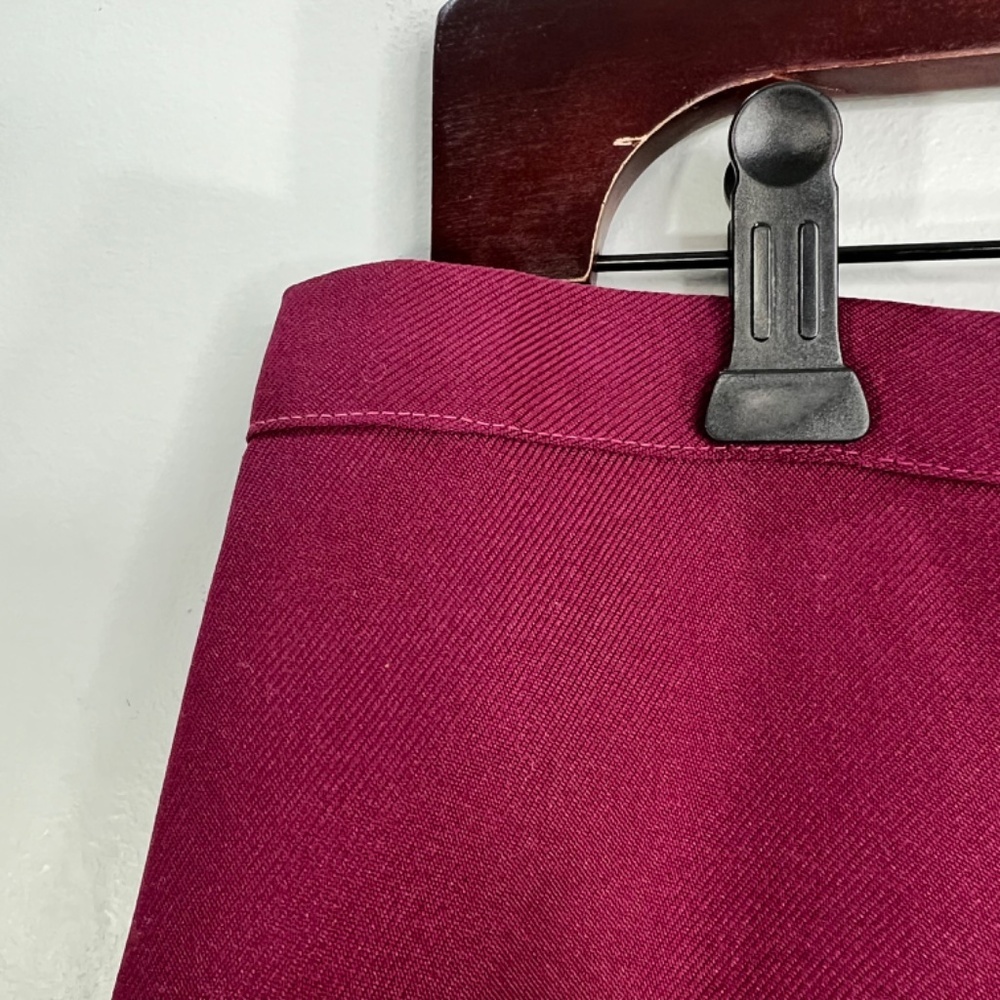 Vintage 70s a line burgundy double knit polyester old money retro midi skirt 14 - Picture 12 of 15